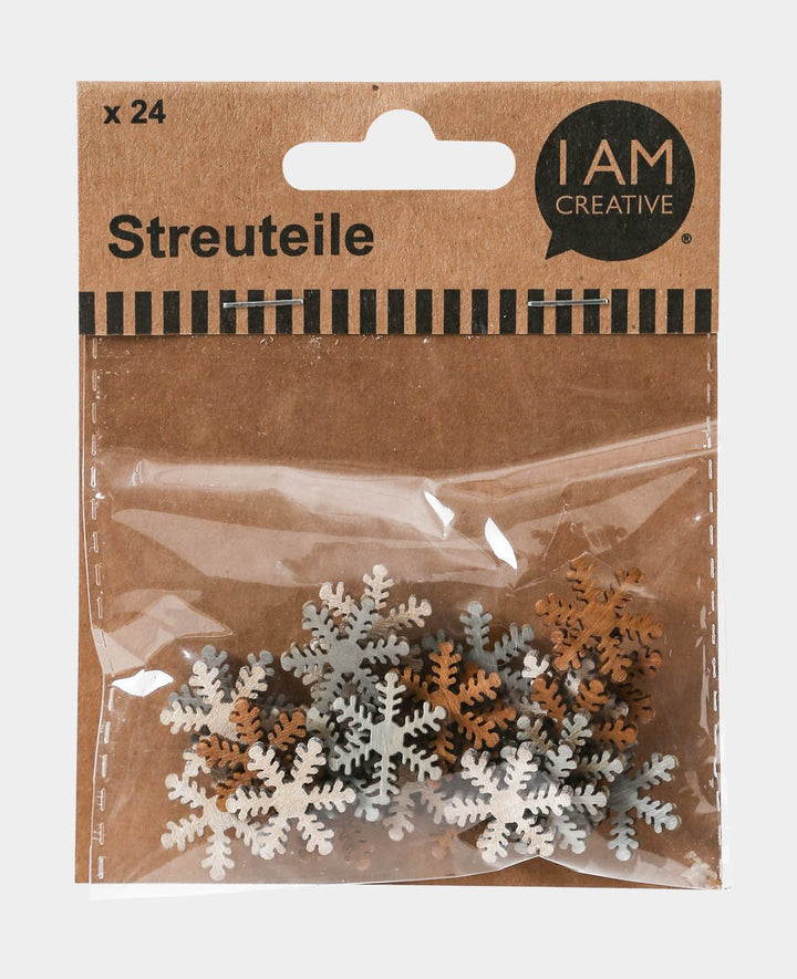Streuteile Flocke grau / braun, 24 Stk.