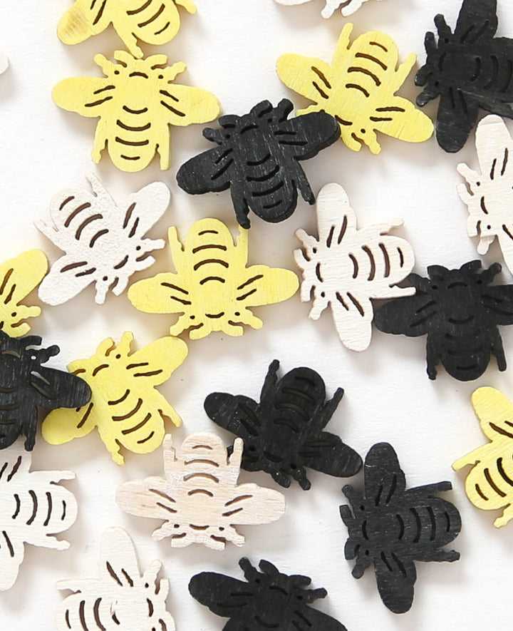 Streuteile Bienen gelb / schwarz / weiss, 24 Stk.