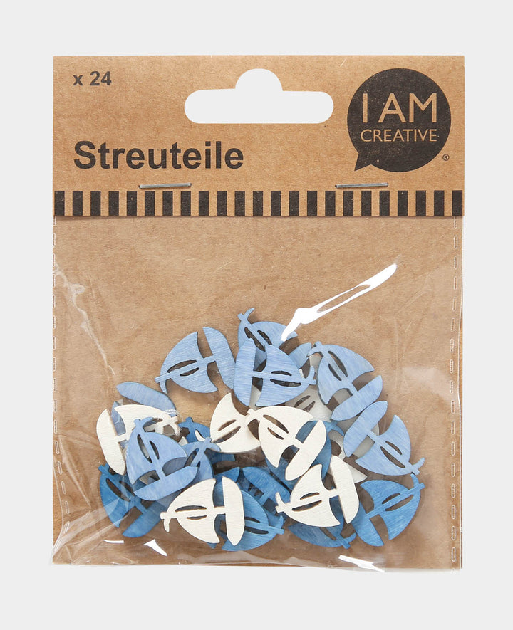 Pièces à parsemer Bateau bleu / blanc, 24 pcs.