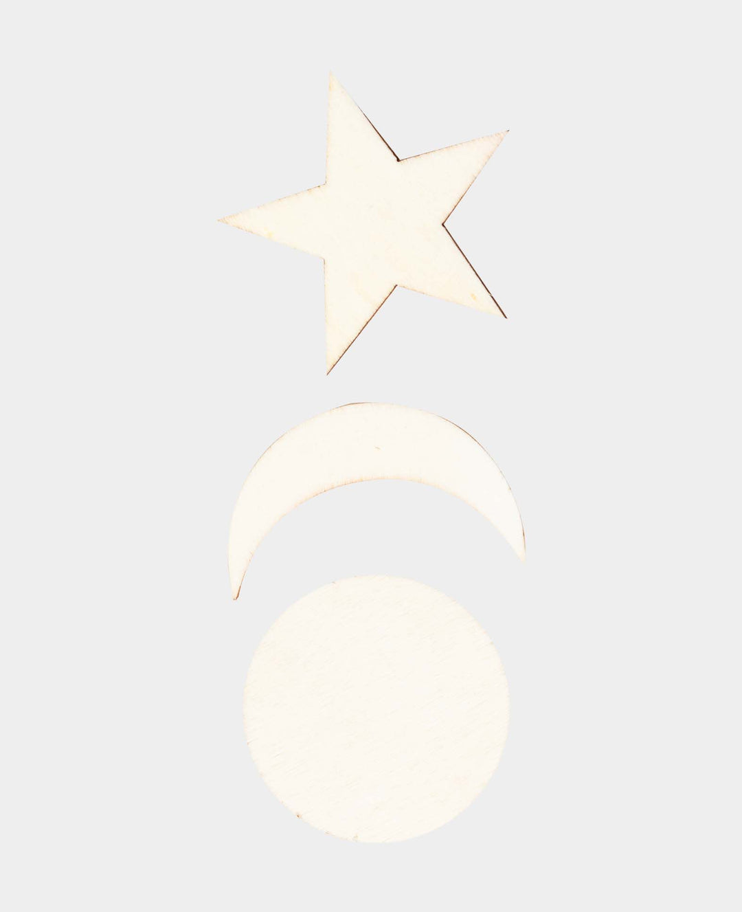 Scatter pieces, moon, star, round, mixed wood, FSC-certified, approx. 50 mm, 50 pcs.