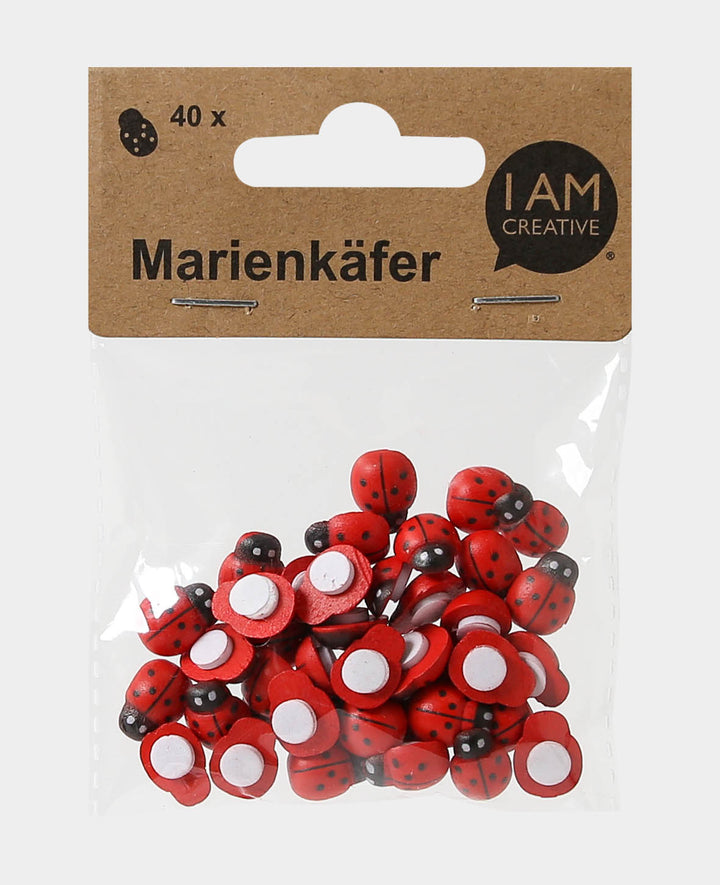 Marienkäfer selbstklebend 1 x 1.3 cm rot, 40 Stk.