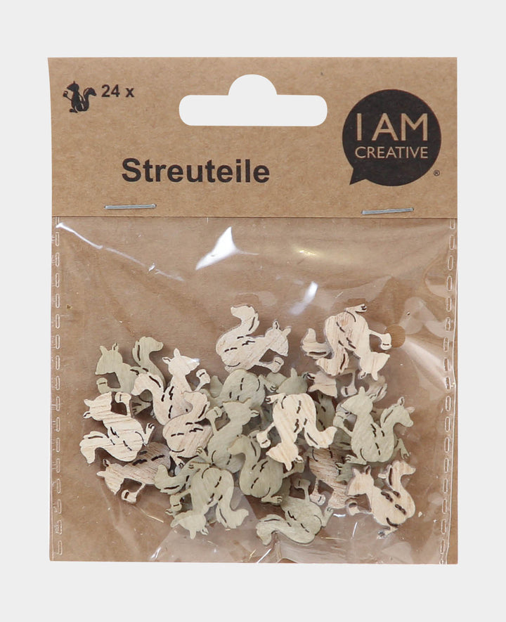 Streuteile Eichhörnchen, Weiss &amp; Lindgrün, 2 cm, 24 Stk.