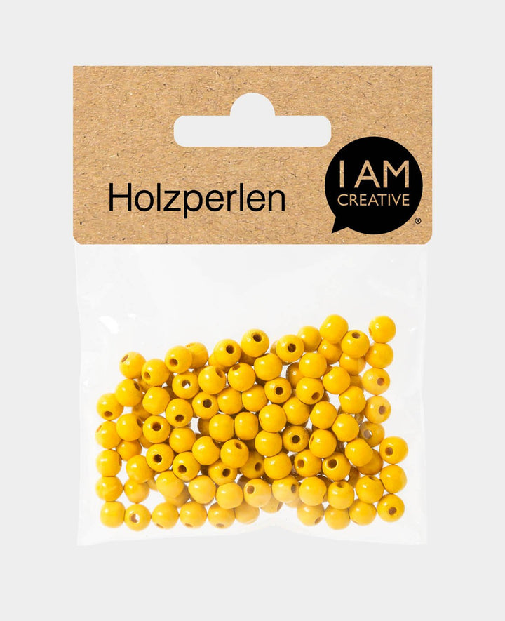 Perles en bois ø 6 mm jaunes, 125 pces.