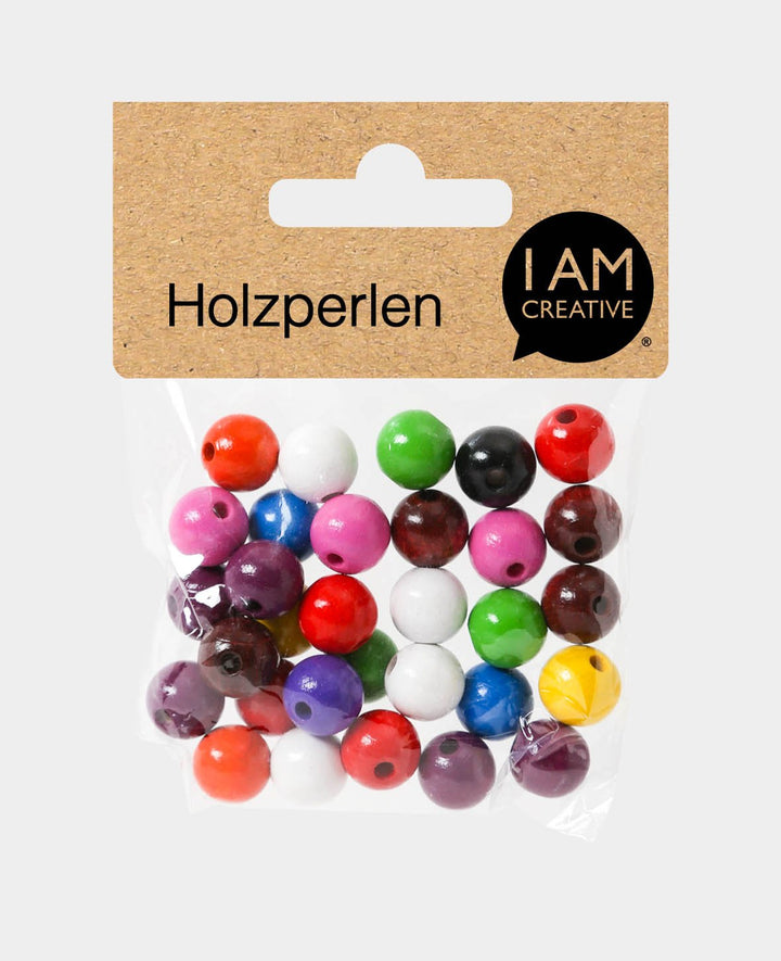 Holzperlen 12mm gemischt, 35Stk