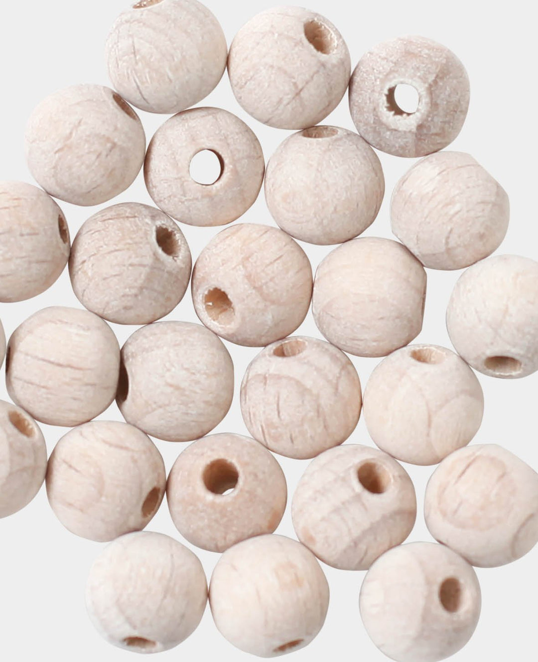 Rohholzkugeln Ø 8 mm, mit Ø 2 mm Bohrung, Natur, 25 Stk.