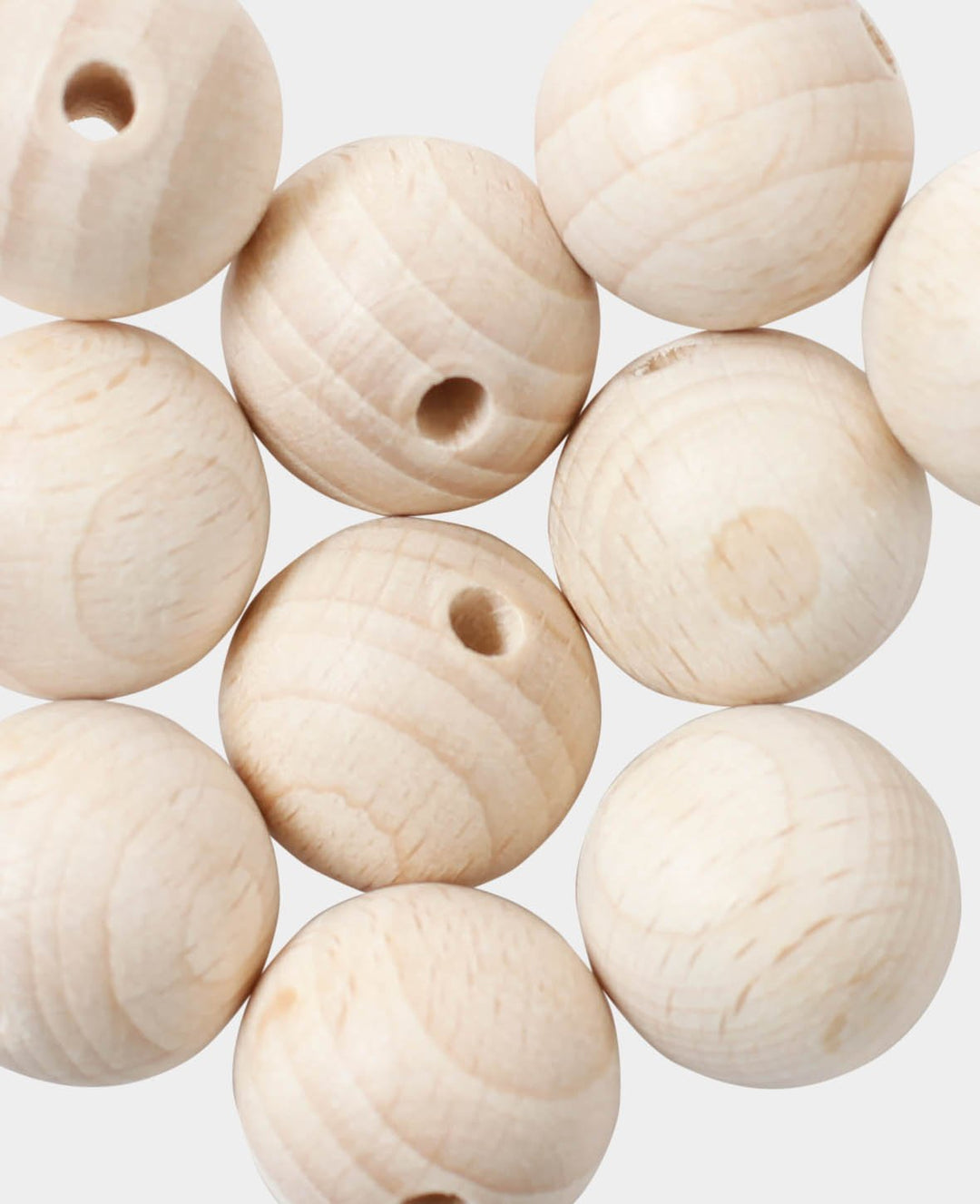 Billes en bois brut Ø 18 mm, avec perçage Ø 4 mm, naturel, 10 p.