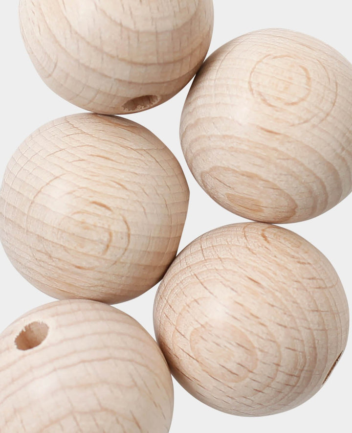 Unfinished Wooden Beads, Ø 25 mm, with Ø 5 mm Hole, Natural, 5 pcs.