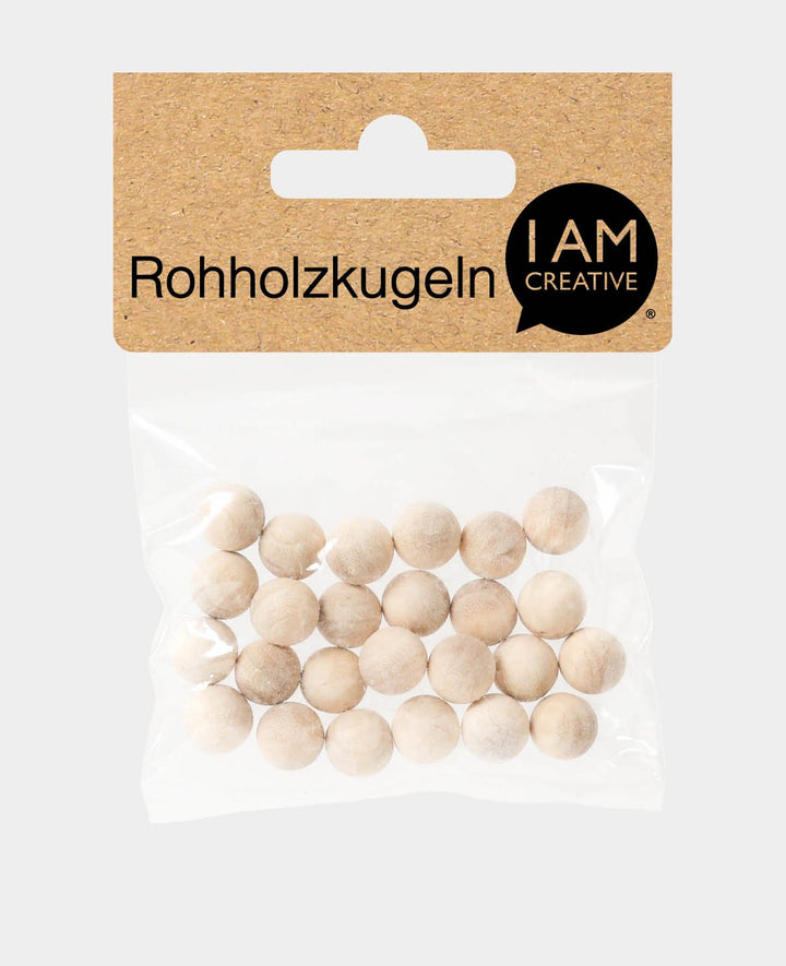 Raw Wooden Beads, Ø 10 mm, Natural, 25 pcs.