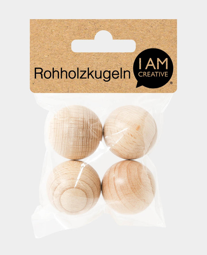 Wooden Balls, Ø 30 mm, Natural, 4 pcs.