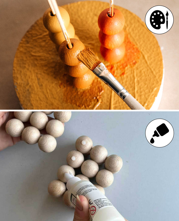 Wooden half beads, undrilled, ø 18 mm, brown, 20 pcs.