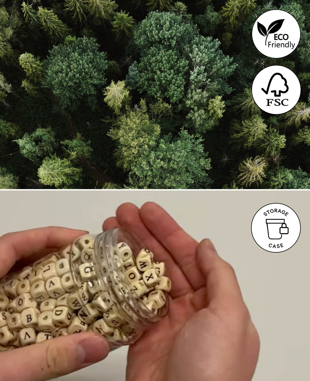 Kit de perles en bois Ø 9-25 mm, naturel, env. 250 pièces.