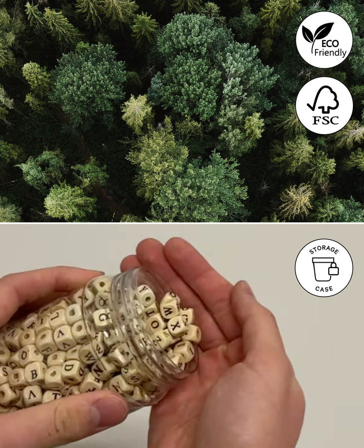 Kit de perles en bois Ø 9-25 mm, naturel, env. 250 pièces.