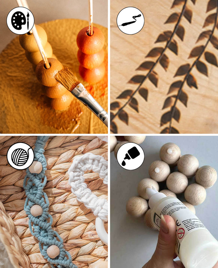 Oval wooden beads, ø 17 x 20 mm, brown, 12 pcs.