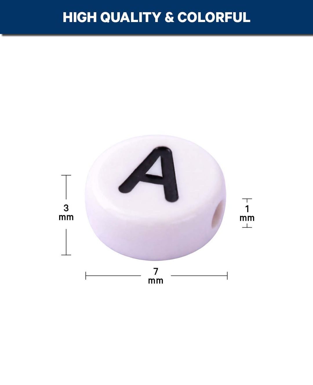 Perles de bijouterie – Lettres rondes, colorées, 6 mm, 40 g