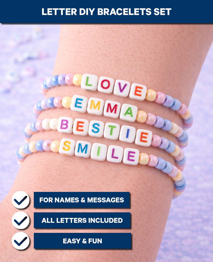 Perles fantaisie – Lettres anguleuses, blanc/multicolore, 6 mm, 50 g