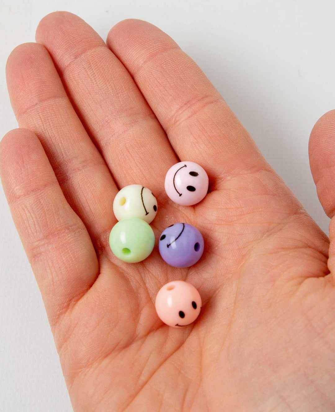 Schmuckperlen – Smiley bunt, 1.2 cm, 15 Stk., Kunststoff