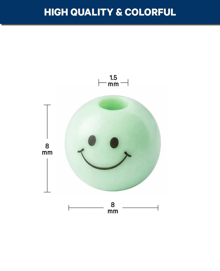 Perles de bijoux – Smiley multicolore, 0.8 cm, 30 pièces, plastique