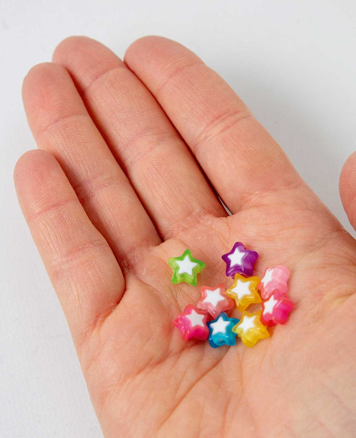 Perles décoratives – Étoiles colorées, 8x7 mm, 50 pcs, plastique