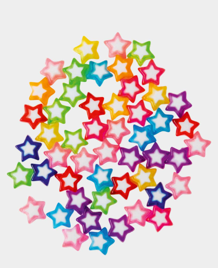 Perles décoratives – Étoiles colorées, 8x7 mm, 50 pcs, plastique