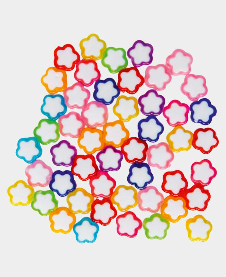 Perles à bijoux – fleurs multicolores, 8x7 mm, 50 pièces, plastique