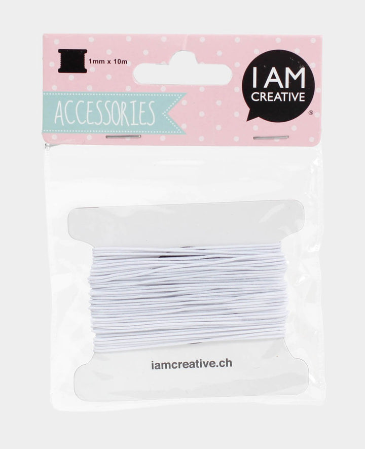 Ruban élastique pour bijoux, ø 1 mm x 10 m, élastique pour travaux manuels et créations de bijoux, blanc
