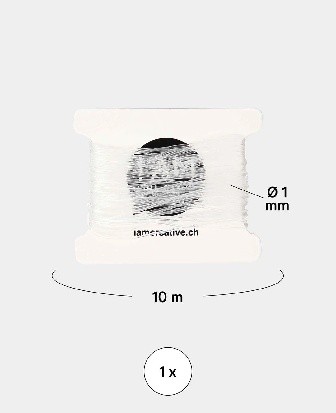 Ruban décoratif élastique, ø 1 mm x 10 m, élastique pour travaux manuels et créations de bijoux, Transparent