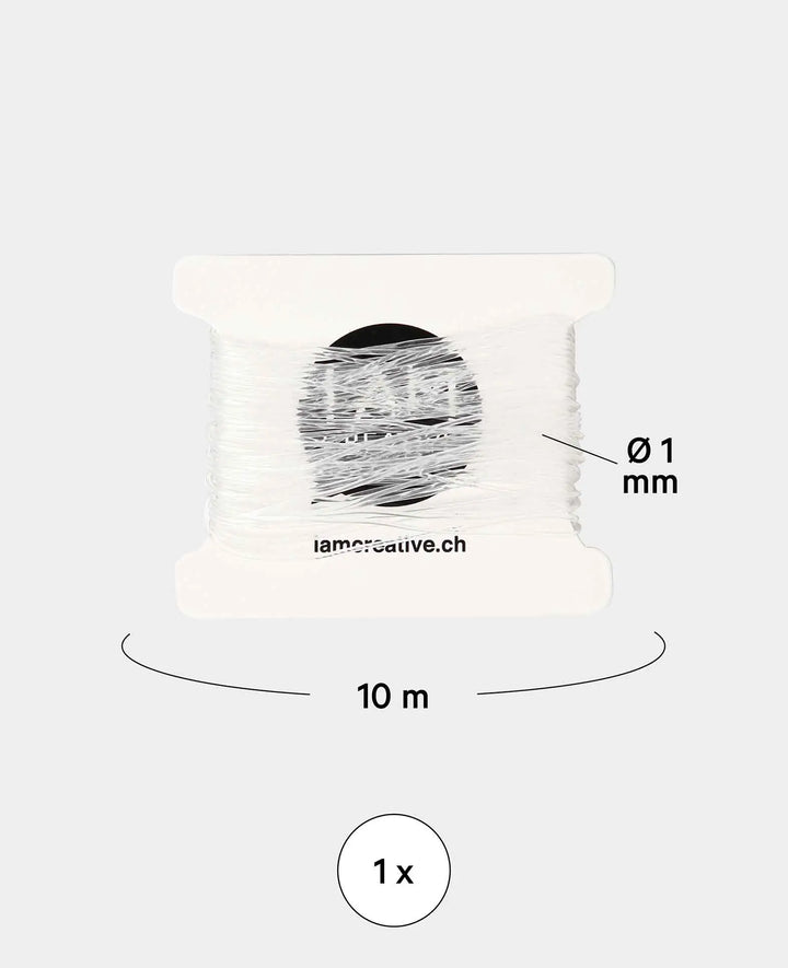 Ruban décoratif élastique, ø 1 mm x 10 m, élastique pour travaux manuels et créations de bijoux, Transparent