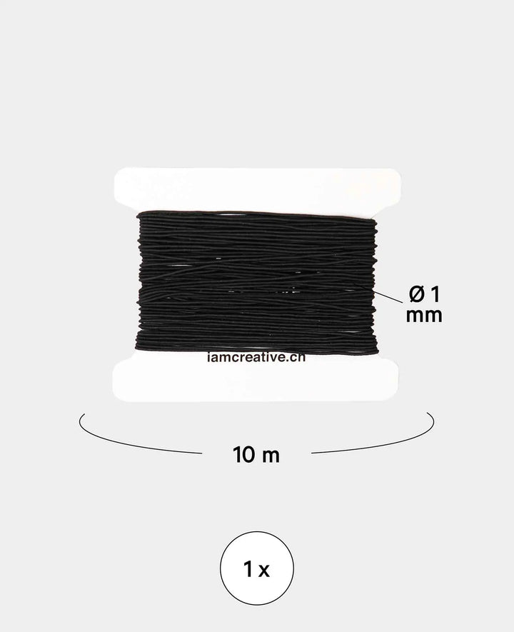 Fil élastique pour bijoux, ø 1 mm x 10 m, élastique pour travaux manuels et créations de bijoux, noir