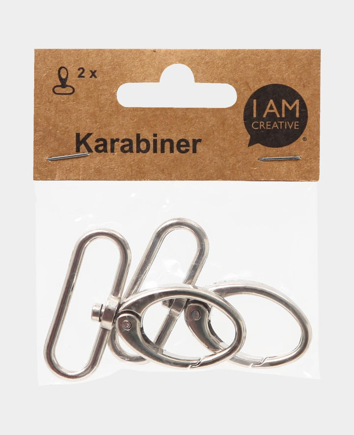 Swivel snap hook, silver, 50 x 45 mm, 2 pcs.