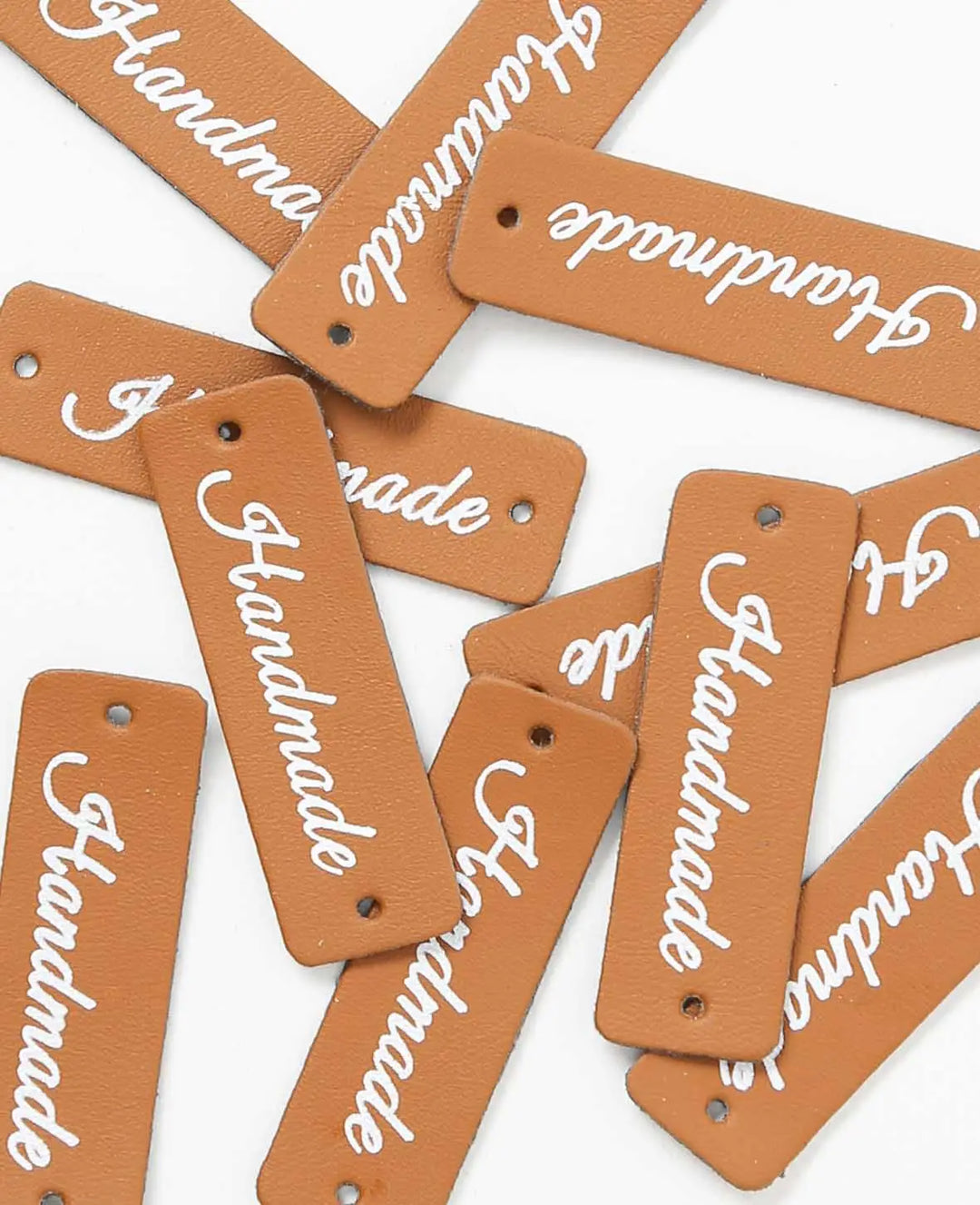 Label Handmade, Brown &amp; White, 50 x 15 x 1 mm, 10 pcs.
