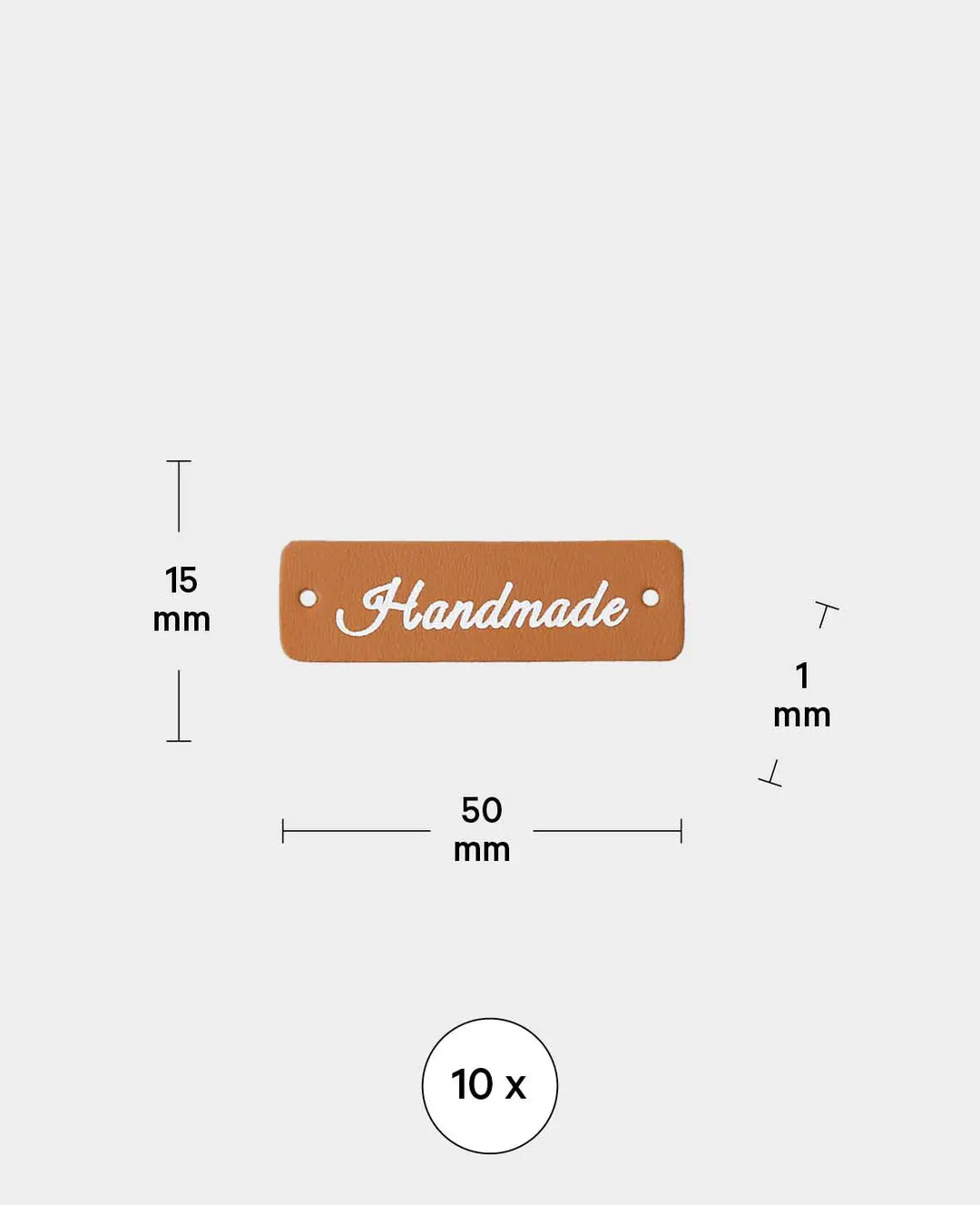 Label Handmade, Brown &amp; White, 50 x 15 x 1 mm, 10 pcs.