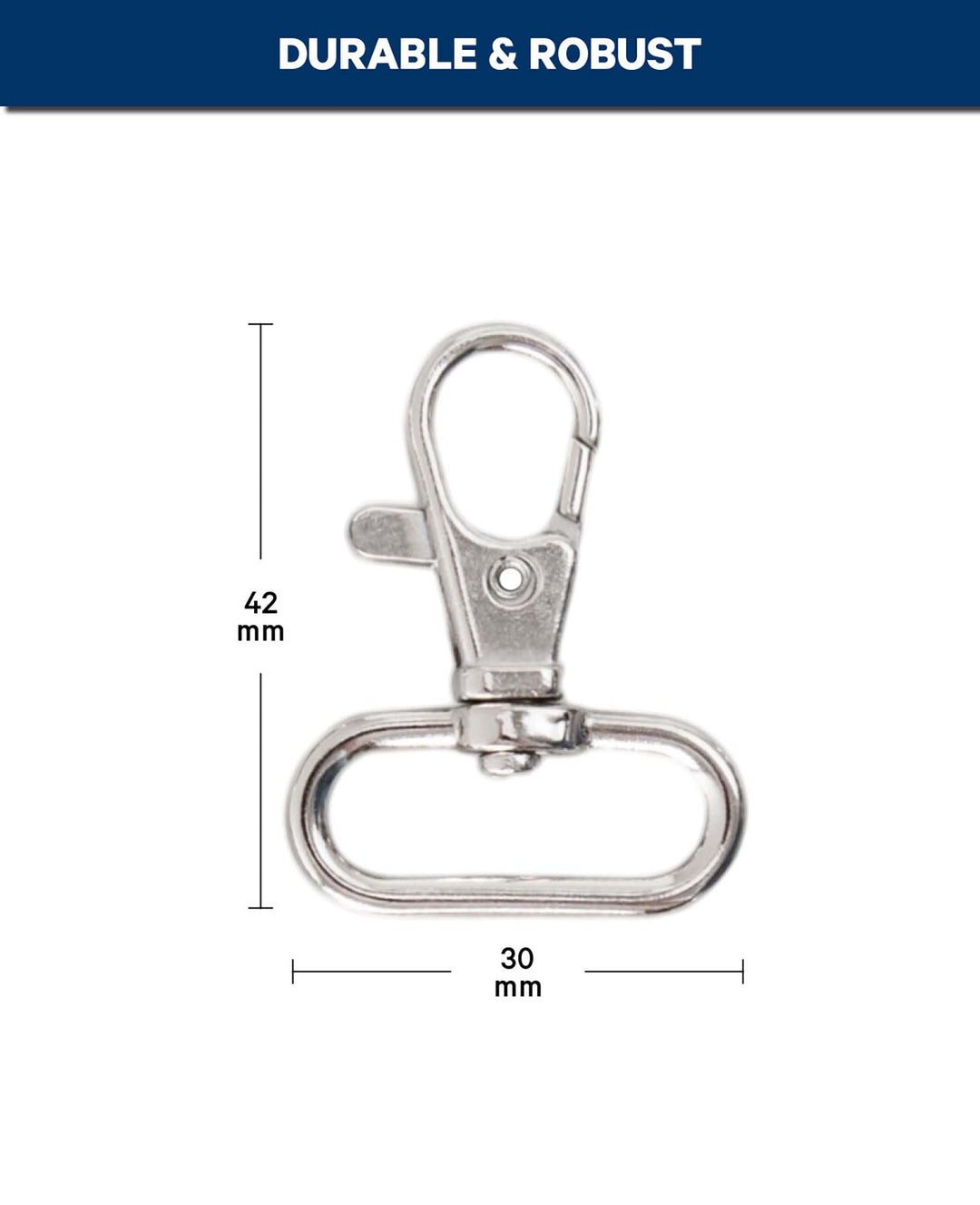 Karabiner drehbar, Metall Silber, 42x30 mm, 10 Stück