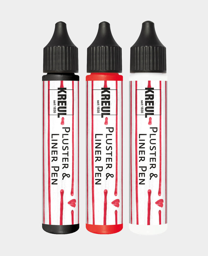 KREUL Pluster &amp; Liner Pen Set of 3, 3 different colours, 29 ml each