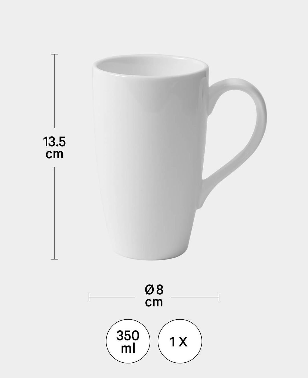 Porcelain mug tall, ø 8 x 13.5 cm