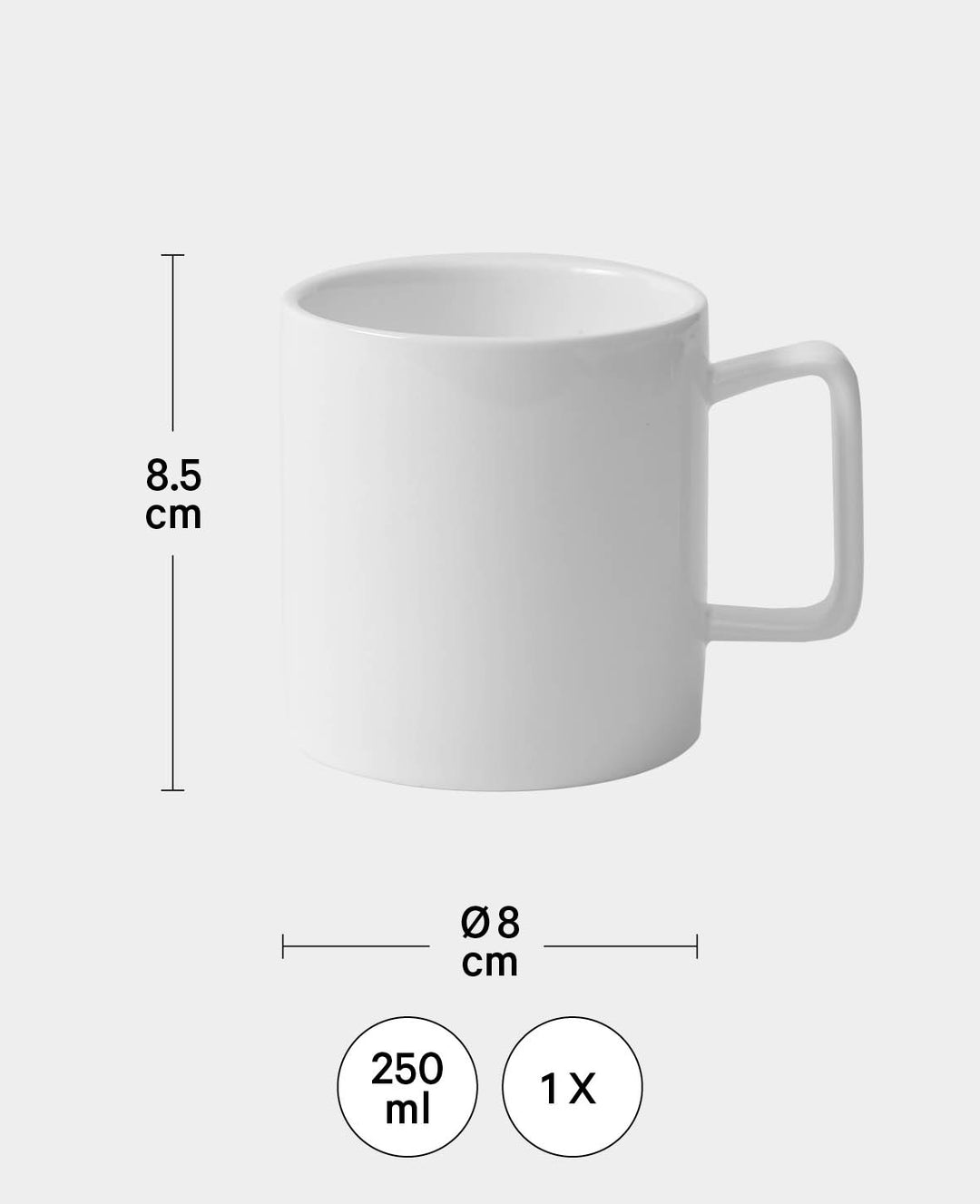 Tasse en porcelaine creuse, ø 8 x 8,5 cm