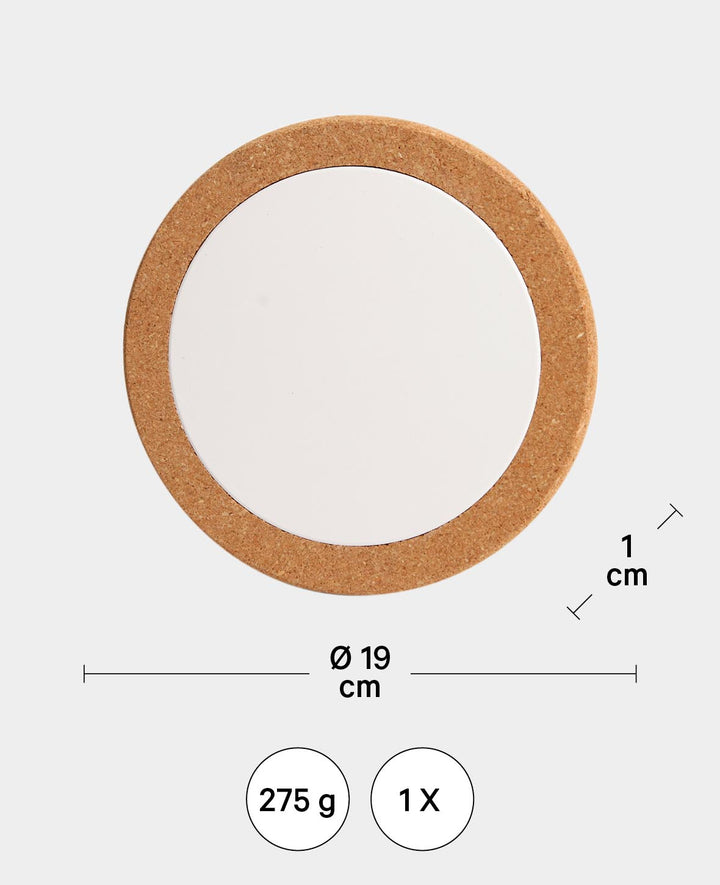 Cork coasters, brown &amp; white, ø 19 cm