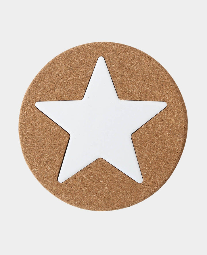 Cork Coaster Star, Brown &amp; White, ø 20 cm