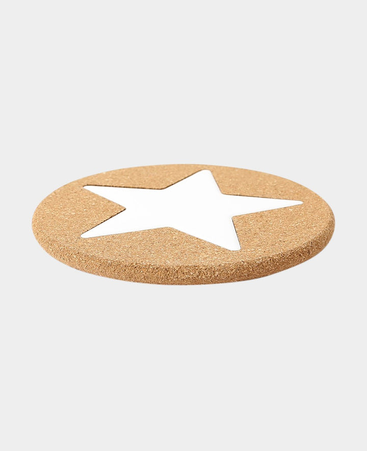 Cork Coaster Star, Brown &amp; White, ø 20 cm