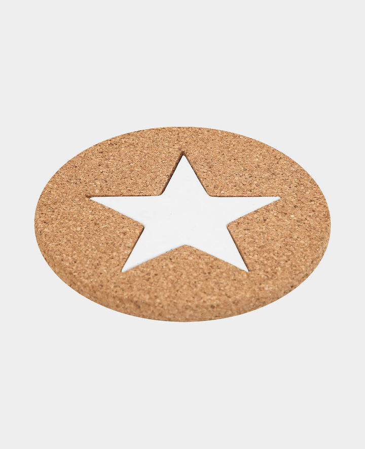 Cork Coasters Star, Brown &amp; White, ø 15 cm, 5 pcs.