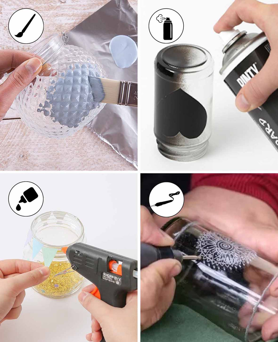 Mini bouteilles avec bouchon en liège, ø 2 x 5 cm &amp; ø 2 x 7 cm, Transparent, 4 pcs
