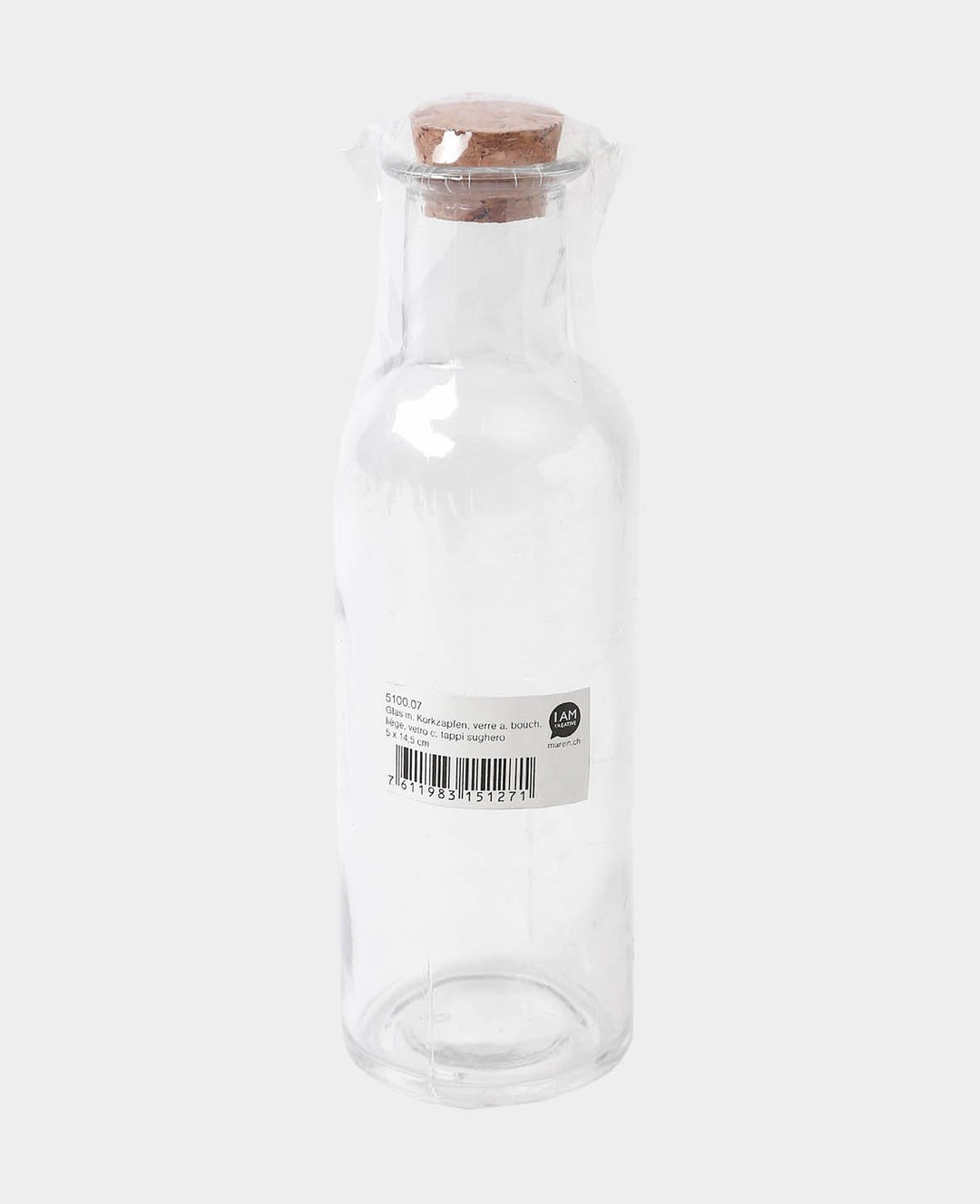 Glas mit Korkzapfen, ø 5.5 x 17.5 cm, 225 ml