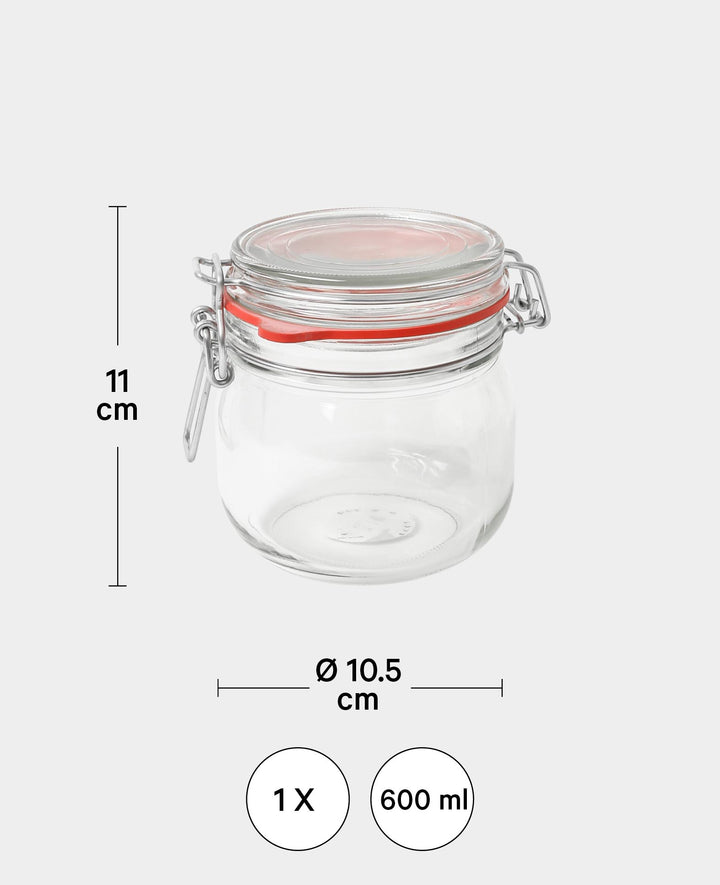 Bocal de conservation à fermeture mécanique, ø 10.5 x 11 cm, contenance 600 ml