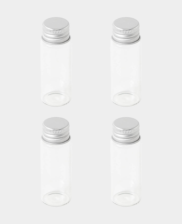 Mini Flaschen mit Aluverschluss, ø 2 x 6 cm, Transparent, 4 Stk.