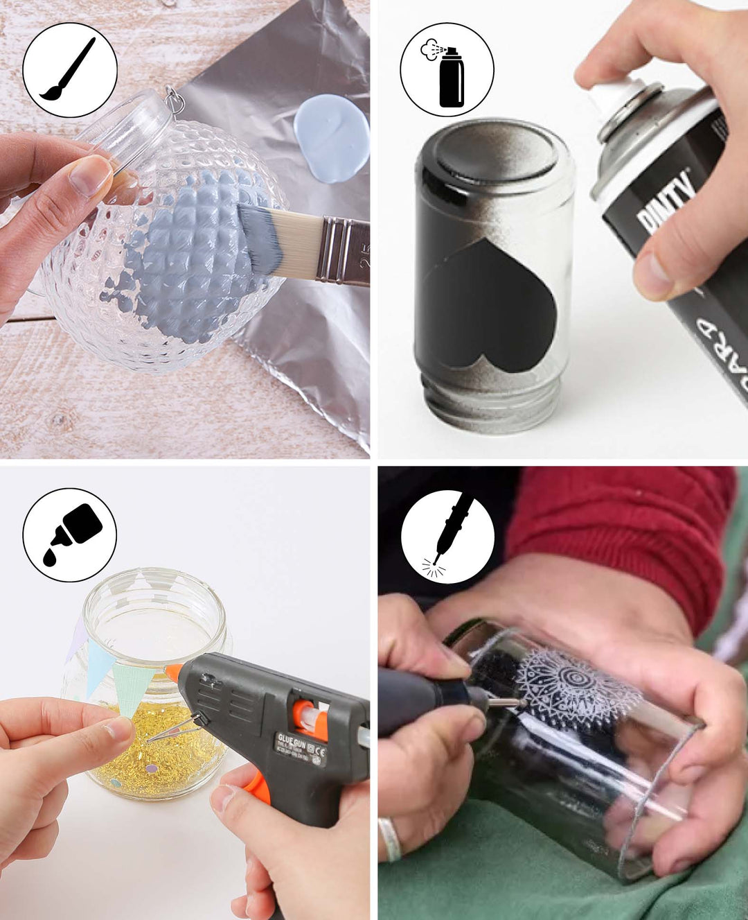 Glass with lid, ø 10 x 12.7 cm, decorative glass for filling with black screw cap, storage or decorative glass