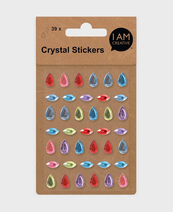 Crystal Sticker Set VIII, Colorful, approx. 6 x 12 mm, 39 pcs.