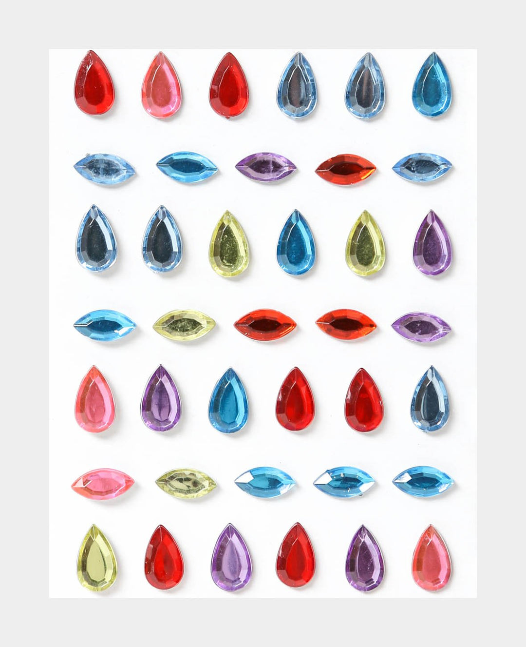 Crystal Sticker Set VIII, Colorful, approx. 6 x 12 mm, 39 pcs.