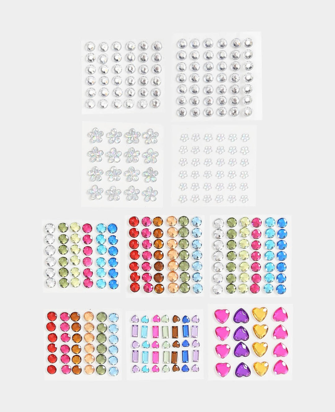 Crystal Sticker Set, Multicolored, approx. ø 6-12 mm, 337 pcs.