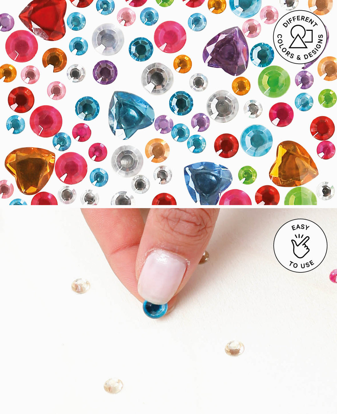 Set de stickers Crystal V, multicolore, env. 6-12 mm, 55 pièces