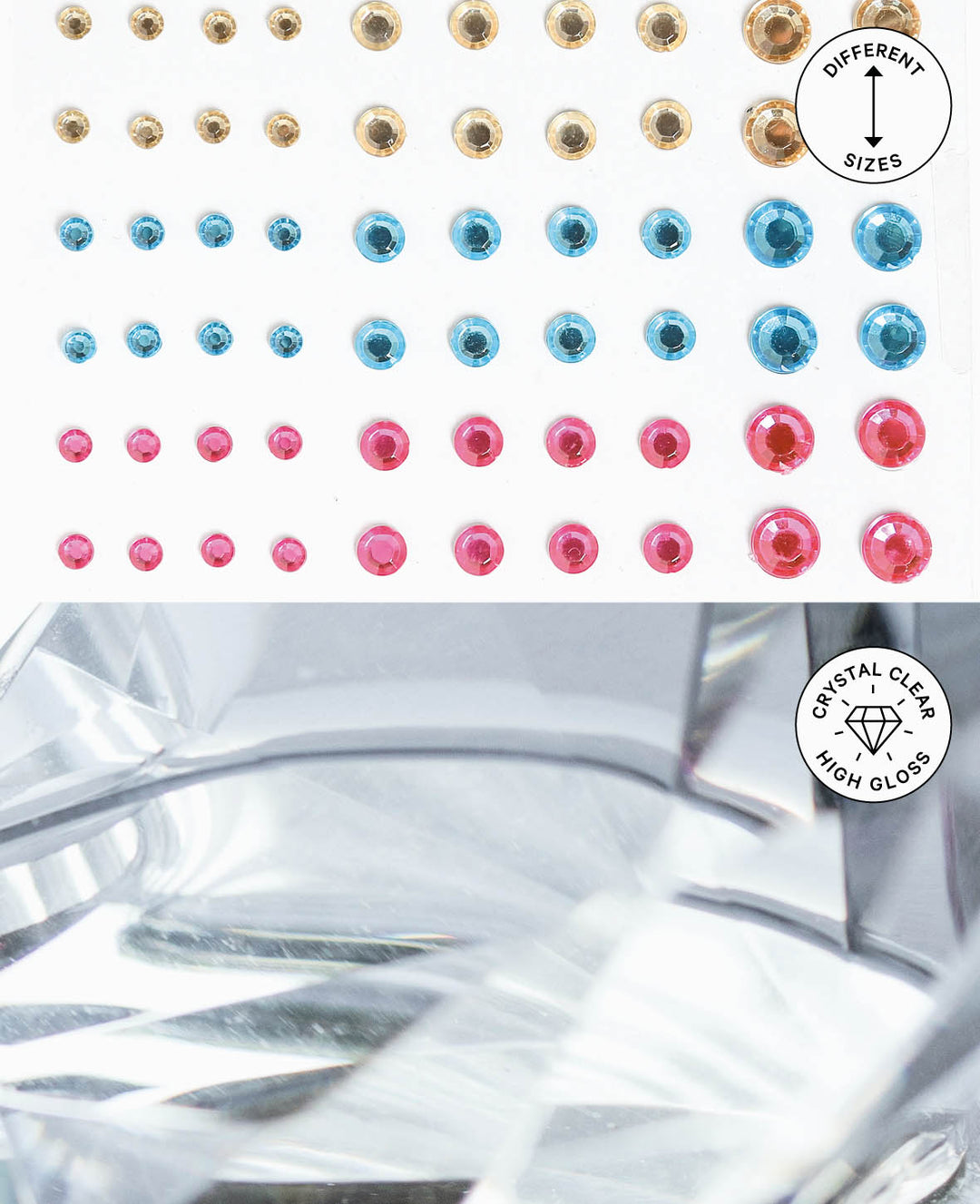 Stickers de cristal, set IV, rouge, env. ø 6-12 mm, 58 pces