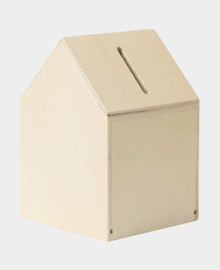 Piggy bank house, natural, 8.5 x 9 x 13 cm